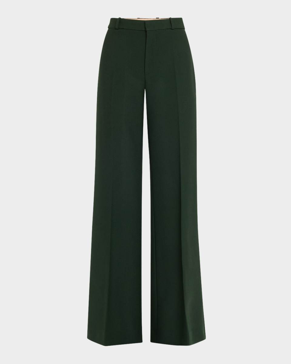 Wool Crepe Wide-Leg Trousers